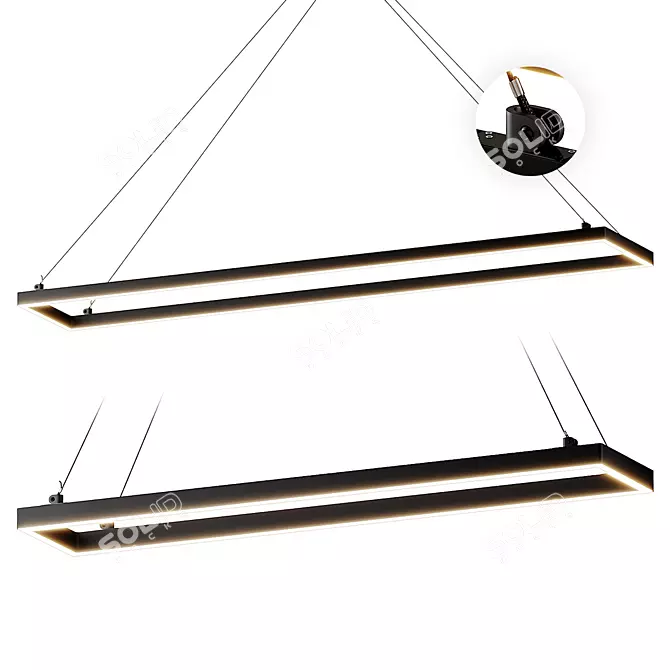 Modern LED Rectangle Pendant Light 3D model image 1