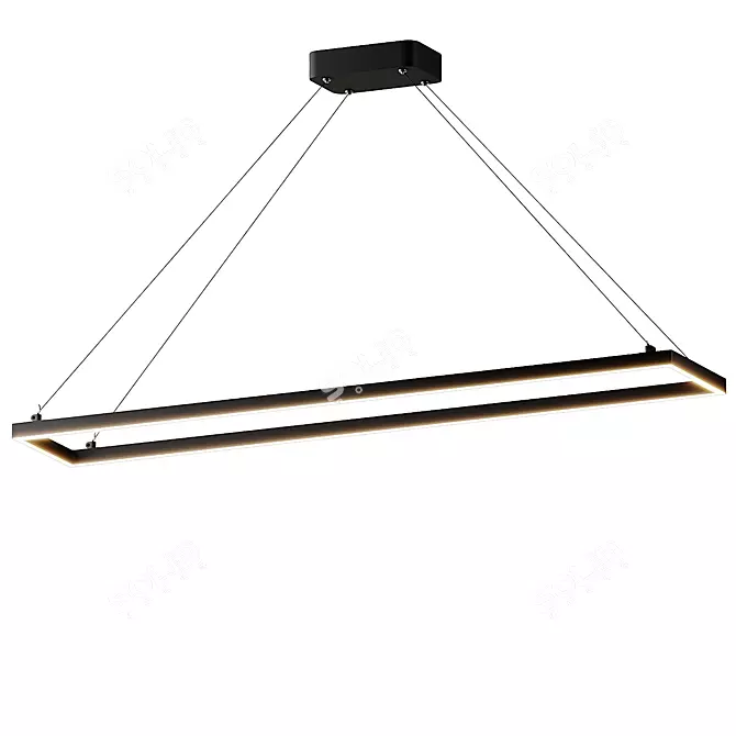 Modern LED Rectangle Pendant Light 3D model image 4