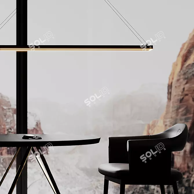 Modern LED Rectangle Pendant Light 3D model image 7