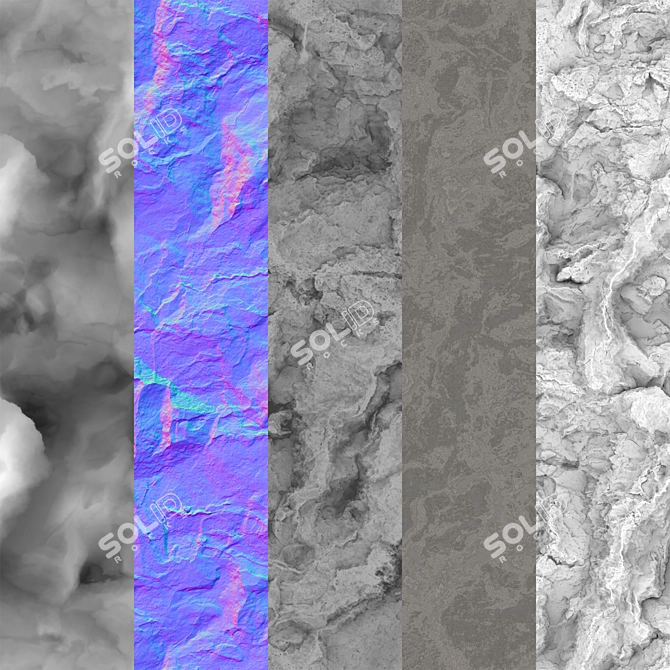 Customizable Stone Material with Displacement 3D model image 2