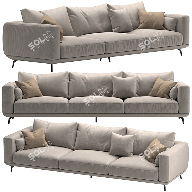 Stylish NR23 Three Seater Sofa 3D model image 1