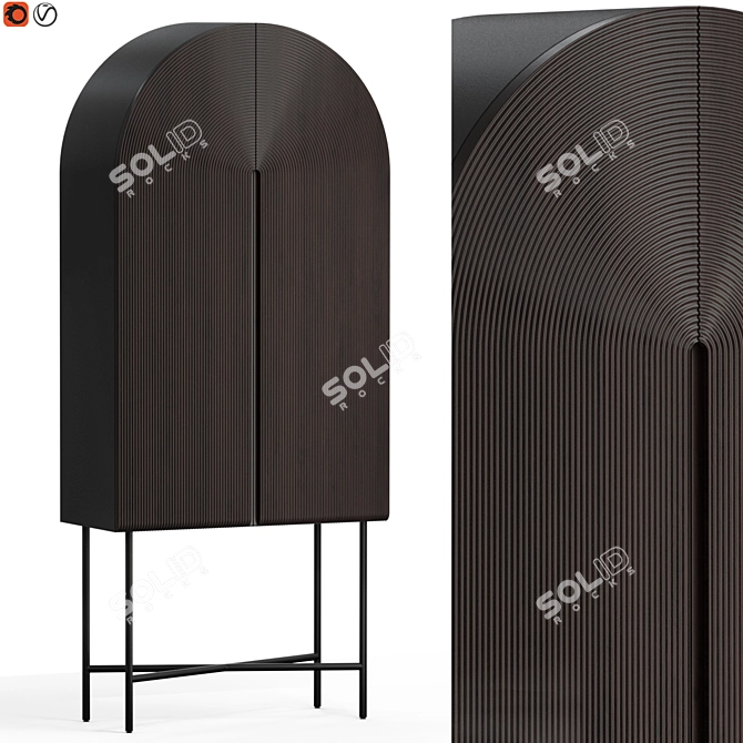 Milla Waves Bar Cabinet - Elegant & Functional 3D model image 1