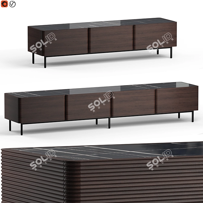 Modern Waves Design Sideboard 3D model image 1