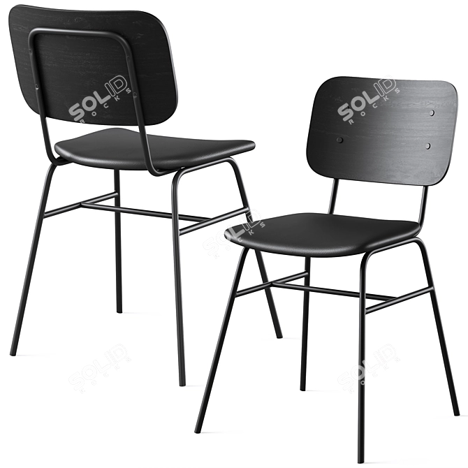 Modern Black Brent Chair 3D model image 7
