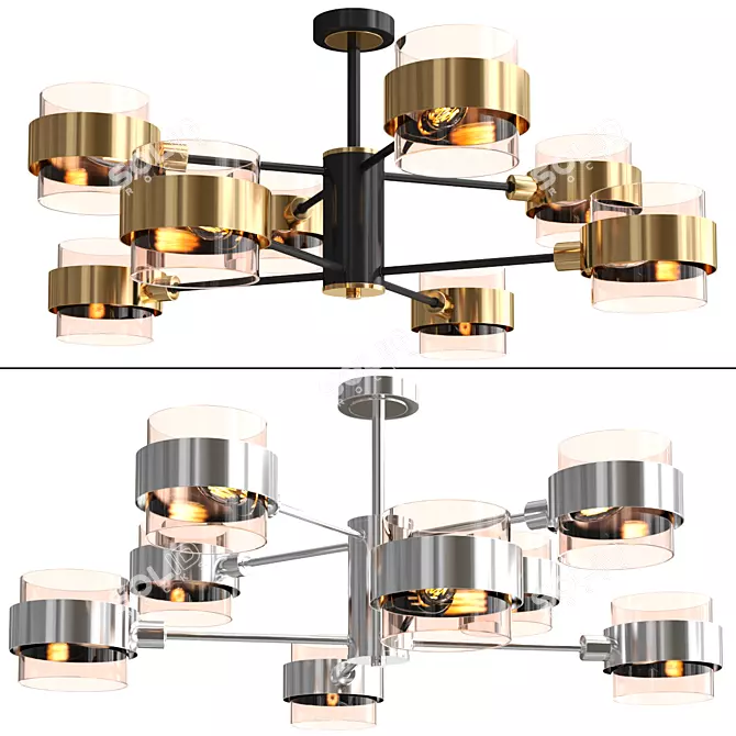 Industrial Loft Ceiling Chandelier 3D model image 1