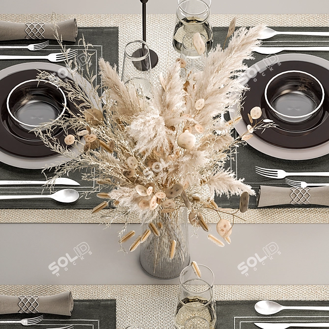 Natural Eco-Style Table Setting 3D model image 2