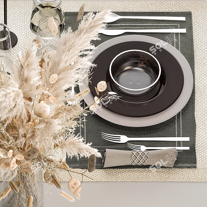 Natural Eco-Style Table Setting 3D model image 4