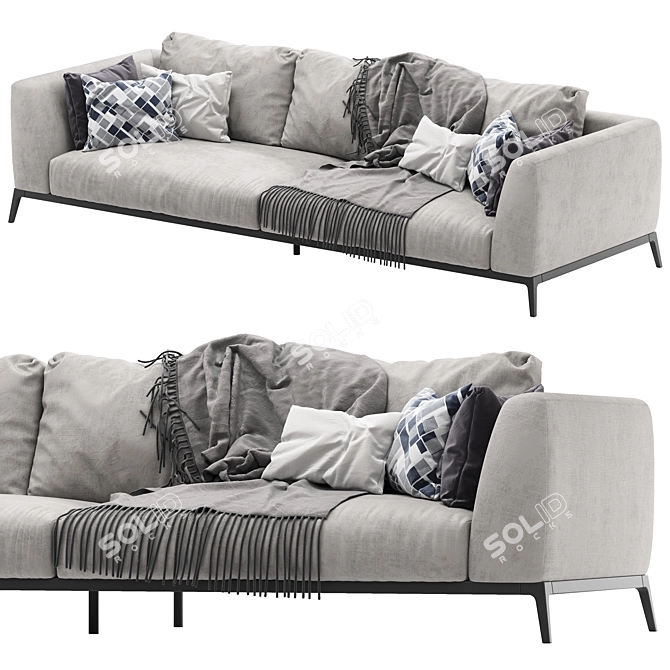 Elegant Flou OLIVER Sofa Set 3D model image 4