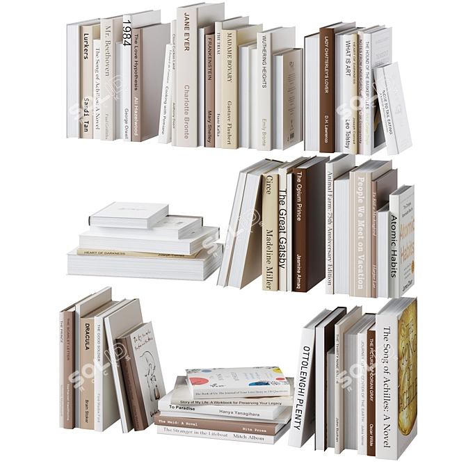 Minimalist Book Collection Set 3D model image 1