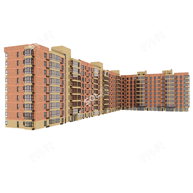 Особняк Г-образный Multifamily House 3D model image 2