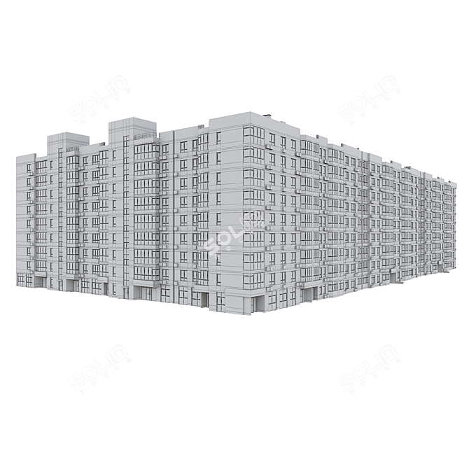 Особняк Г-образный Multifamily House 3D model image 4