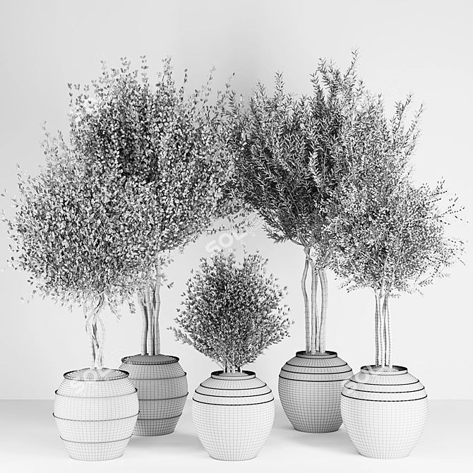 Artisan Plant Collection Vases 3D model image 5