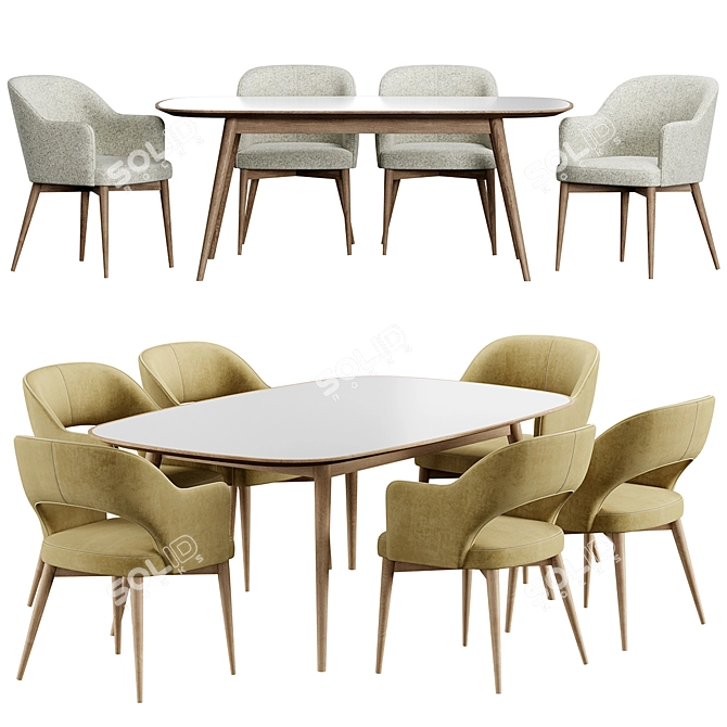 Gray Tony Chair with Table 3D model image 1