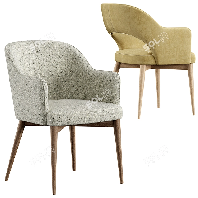 Gray Tony Chair with Table 3D model image 2