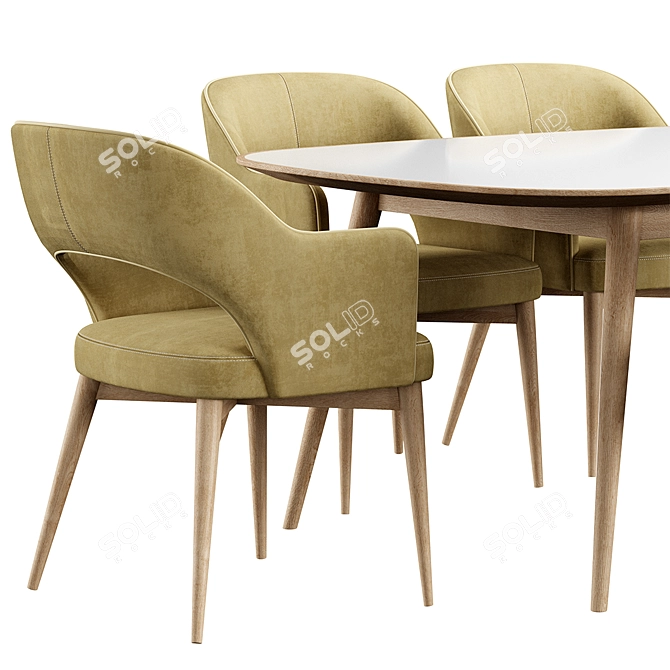 Gray Tony Chair with Table 3D model image 3