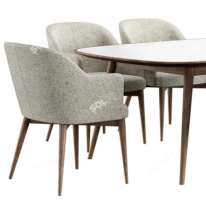 Gray Tony Chair with Table 3D model image 4