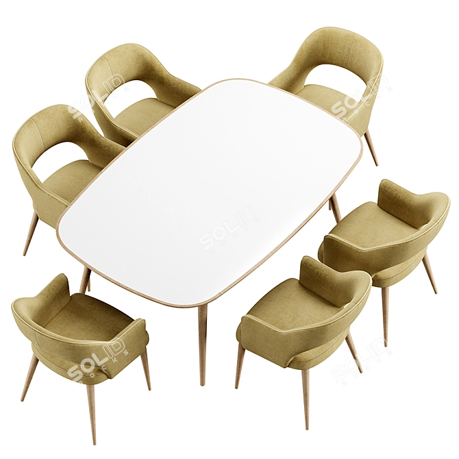 Gray Tony Chair with Table 3D model image 6