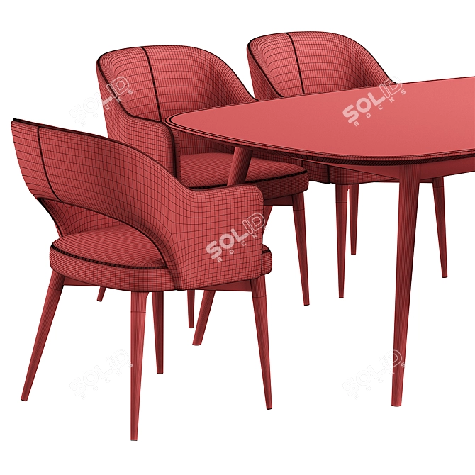 Gray Tony Chair with Table 3D model image 7