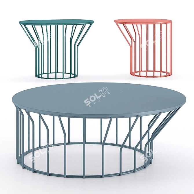 Colorful Steel Outdoor Coffee Tables 3D model image 3