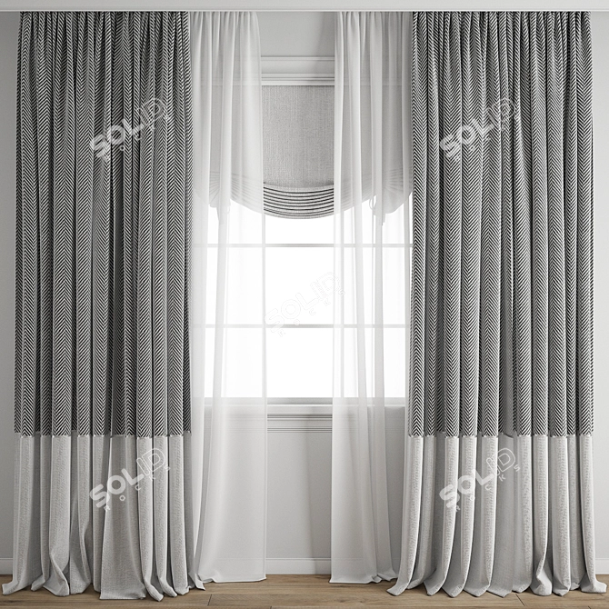 Polygonal Model Curtain Bundle 3D model image 1