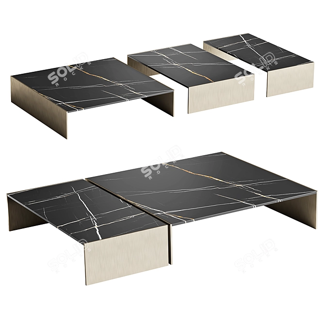 Golden Brown Minotti Marble Coffee Tables 3D model image 1