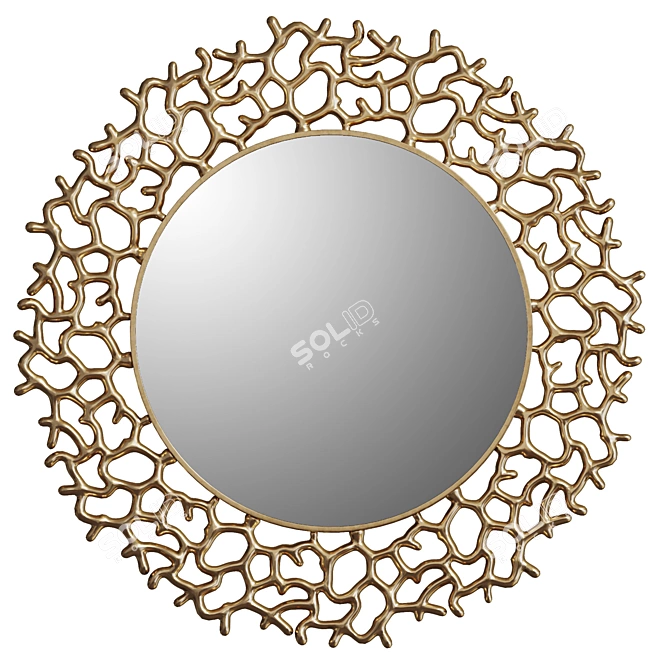 Elegant Gold Filigree Mirror 3D model image 1