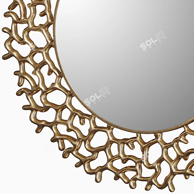 Elegant Gold Filigree Mirror 3D model image 2