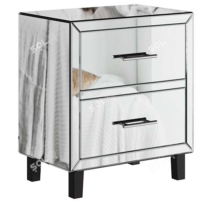 Alouette Mirrored Bedside Table 3D model image 1