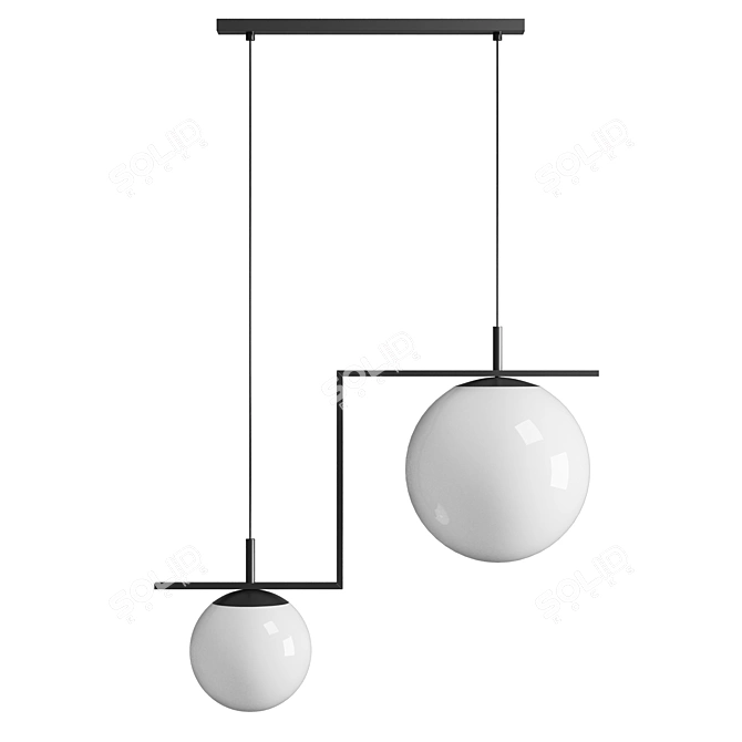 Modern Black Pendant Light Duo 3D model image 2