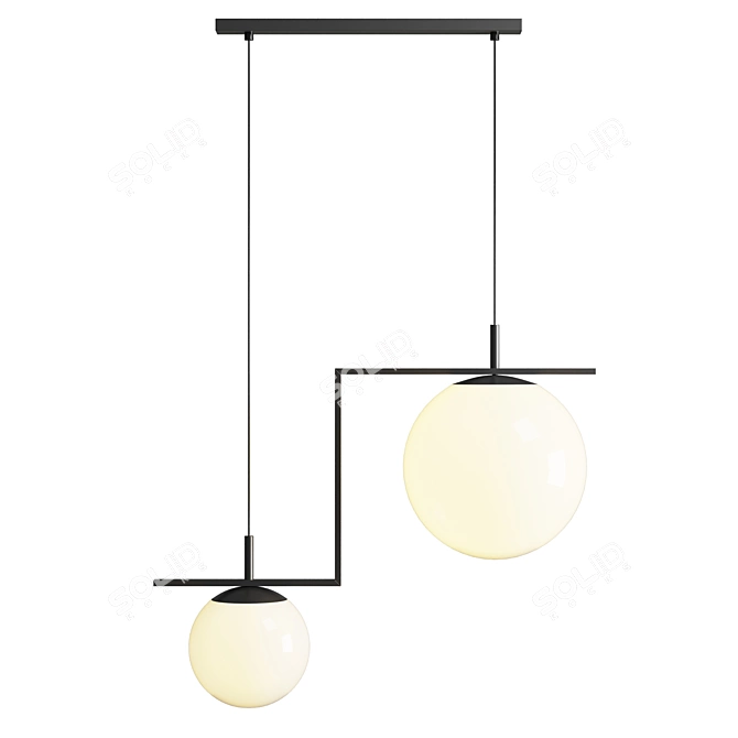 Modern Black Pendant Light Duo 3D model image 3