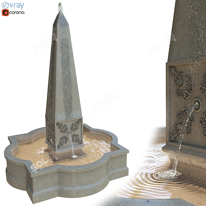 Customizable Palazzo Obelisk Fountain 3D model image 1
