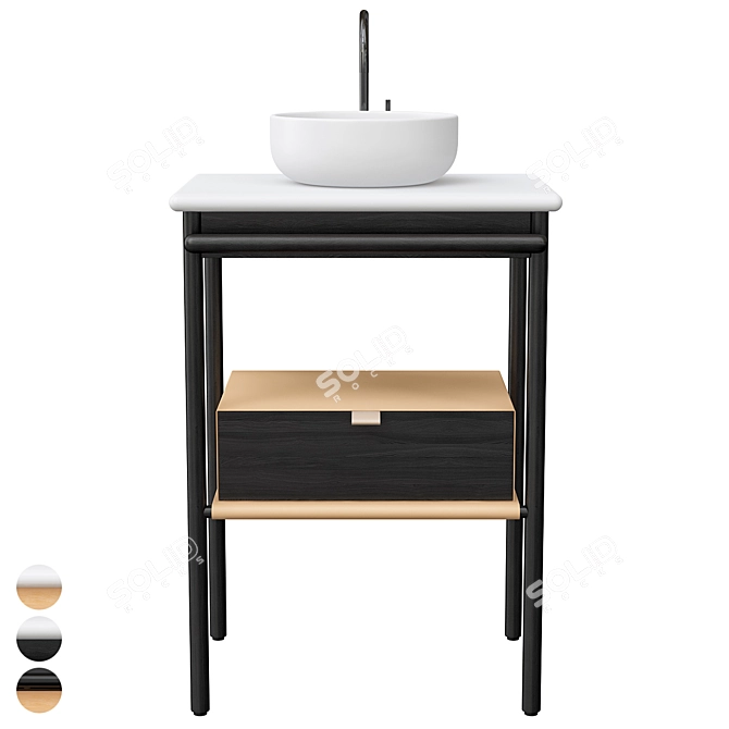 Modern Ceramic Sink Vanity Set 3D model image 1