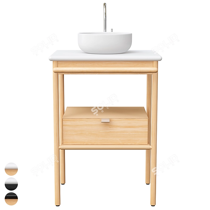 Modern Ceramic Sink Vanity Set 3D model image 2