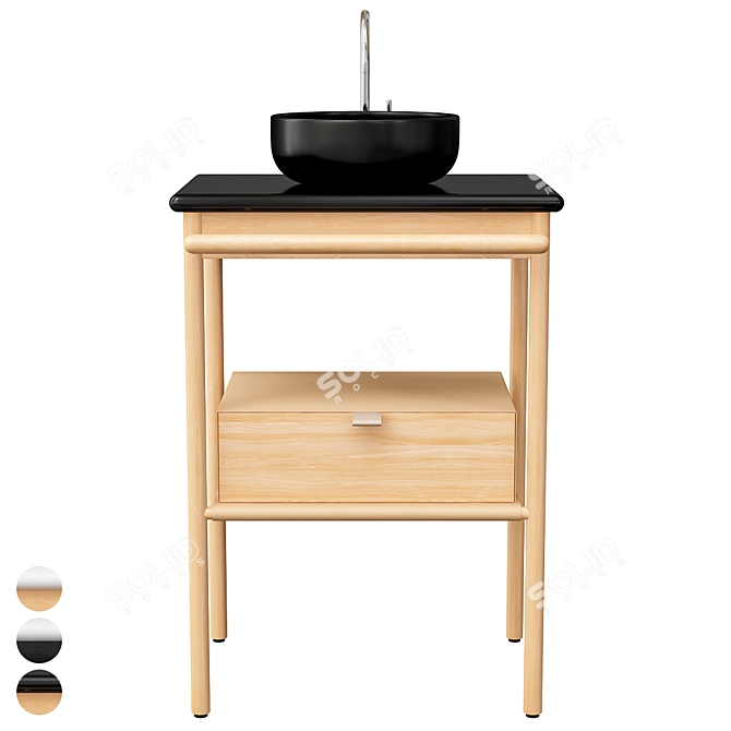 Modern Ceramic Sink Vanity Set 3D model image 3