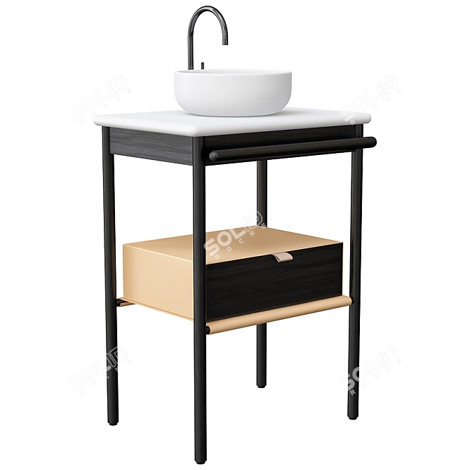 Modern Ceramic Sink Vanity Set 3D model image 4