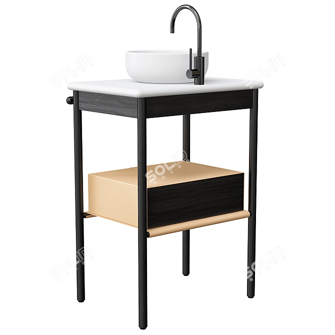 Modern Ceramic Sink Vanity Set 3D model image 5