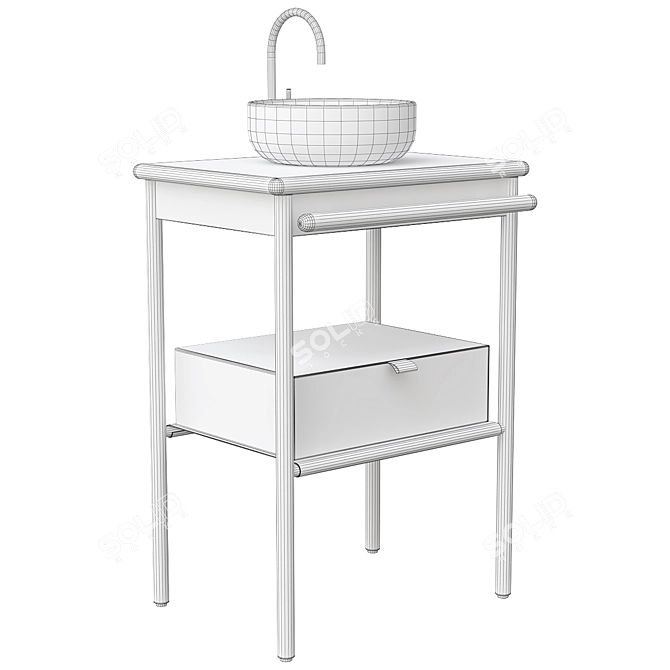 Modern Ceramic Sink Vanity Set 3D model image 6