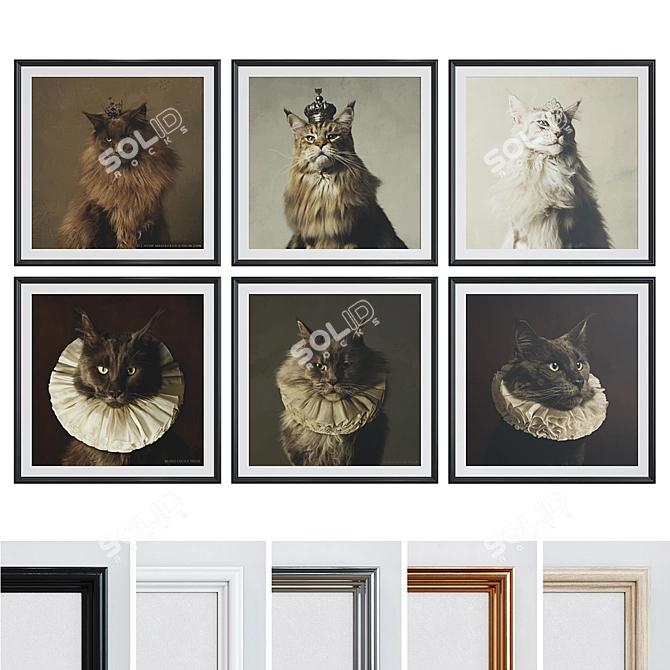 Modern Cat Picture Frame Set 3D model image 1