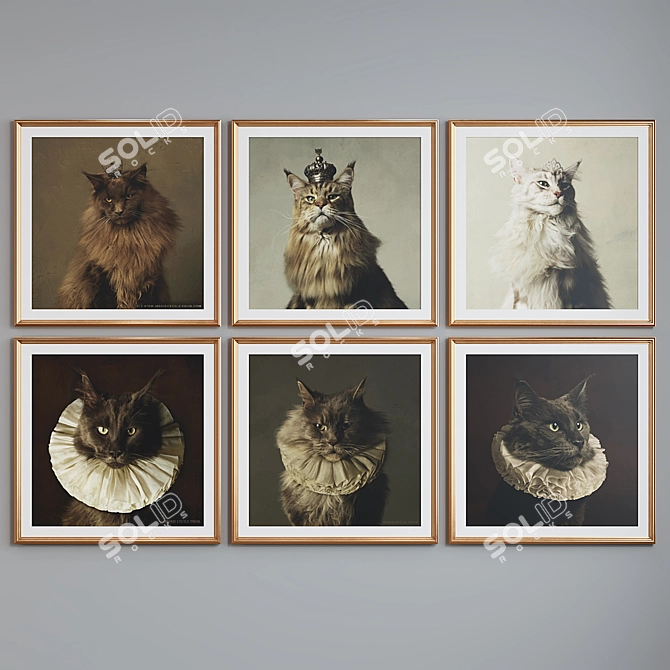 Modern Cat Picture Frame Set 3D model image 4