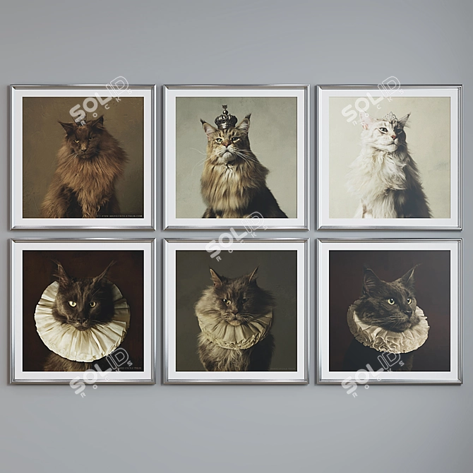 Modern Cat Picture Frame Set 3D model image 5