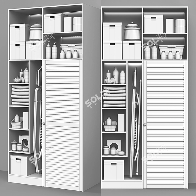 Laundry and Bathroom Cabinet Kit 3D model image 6