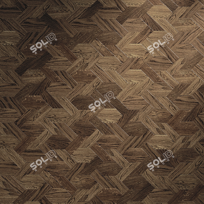 Artistic Herringbone Oak Parquet 3D model image 2