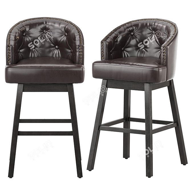 Modern Tufted Swivel Barstools Ensemble 3D model image 1