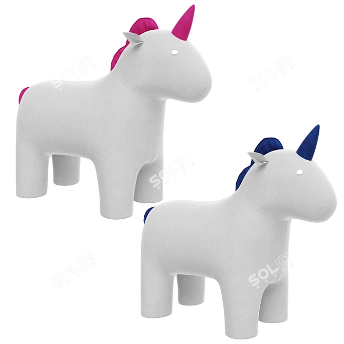 Sweet Unicorn Pouf Blue/Pink 3D model image 1