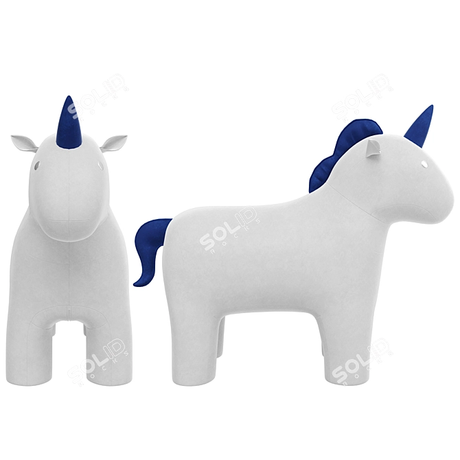 Sweet Unicorn Pouf Blue/Pink 3D model image 3