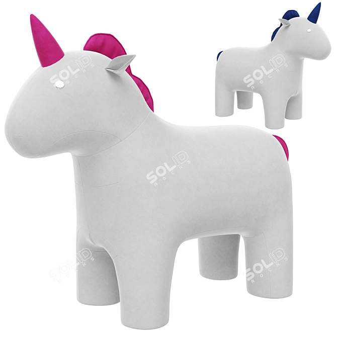 Sweet Unicorn Pouf Blue/Pink 3D model image 4