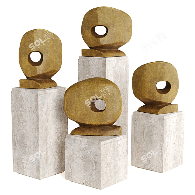 Geometric Abstract Torus Sculpture 3D model image 3