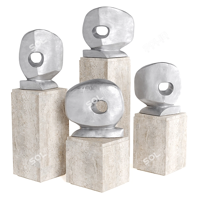 Geometric Abstract Torus Sculpture 3D model image 4