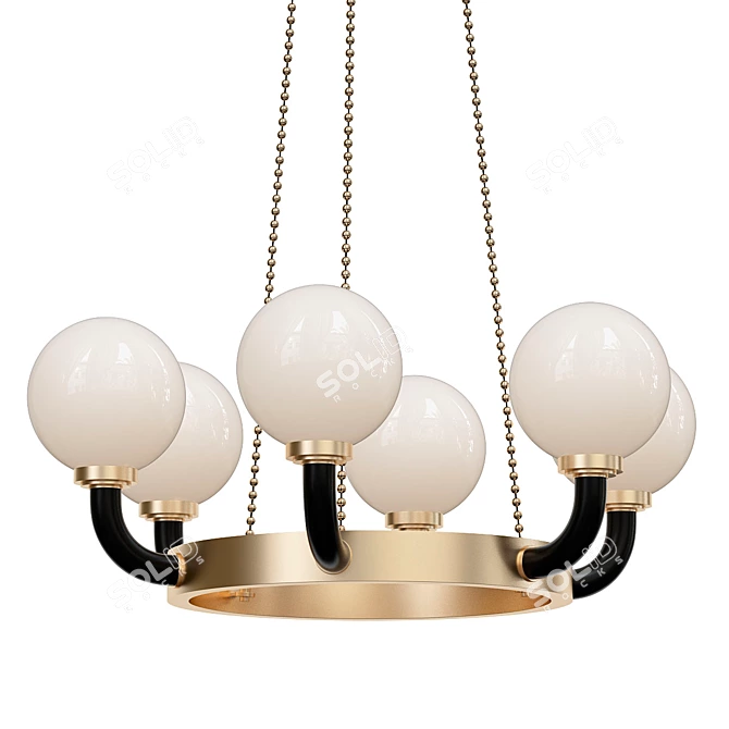 Aged Brass 6-Light Chandelier 3D model image 1
