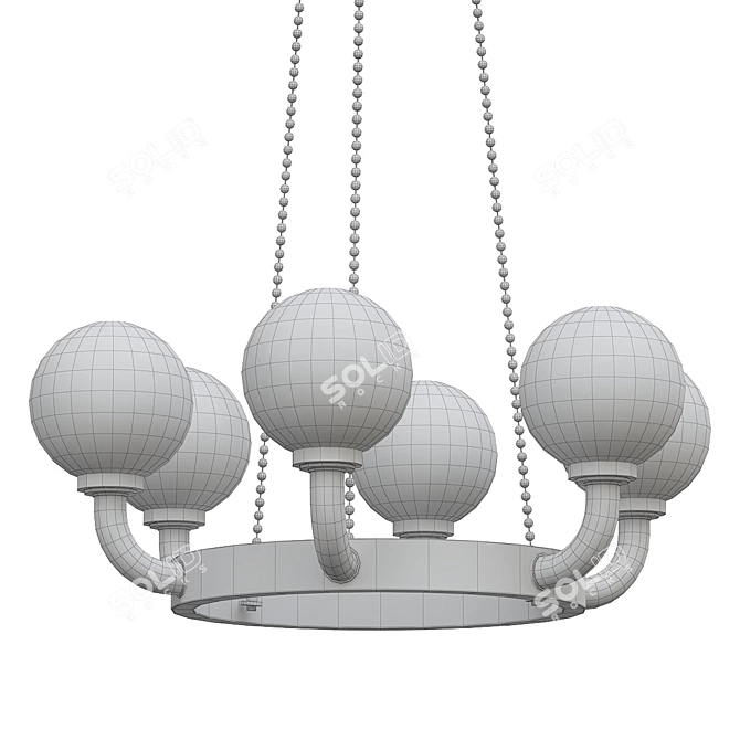 Aged Brass 6-Light Chandelier 3D model image 2